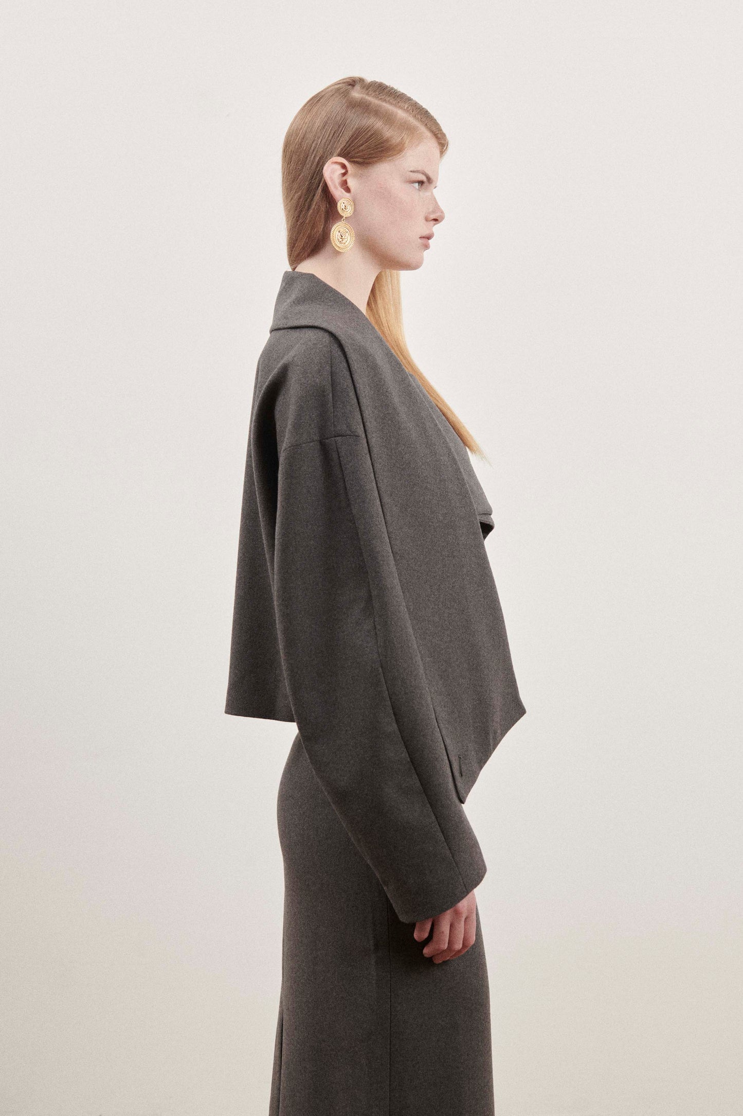 Grey Wool Flow Jacket