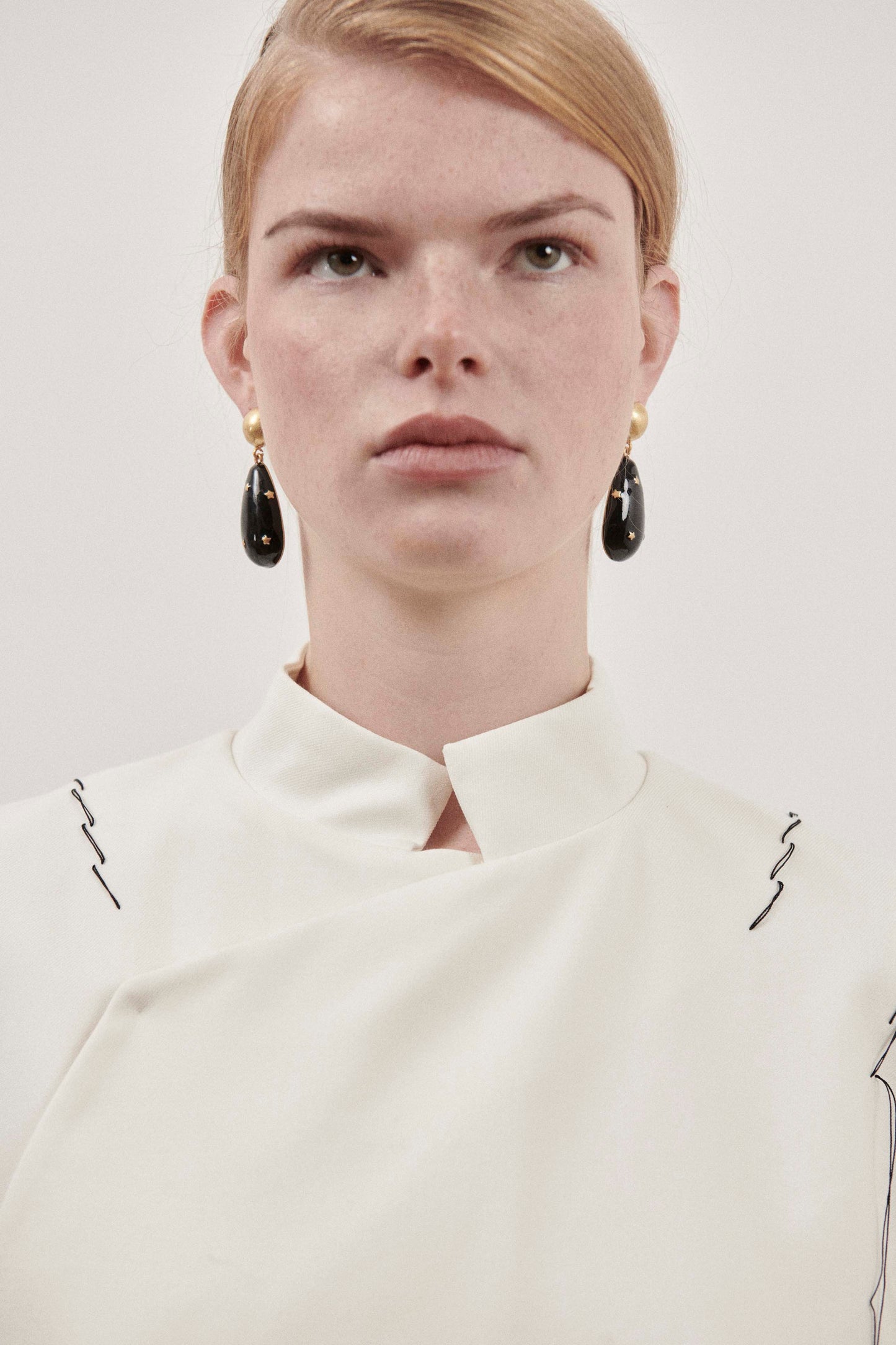 Cream Contrast Stitch Top