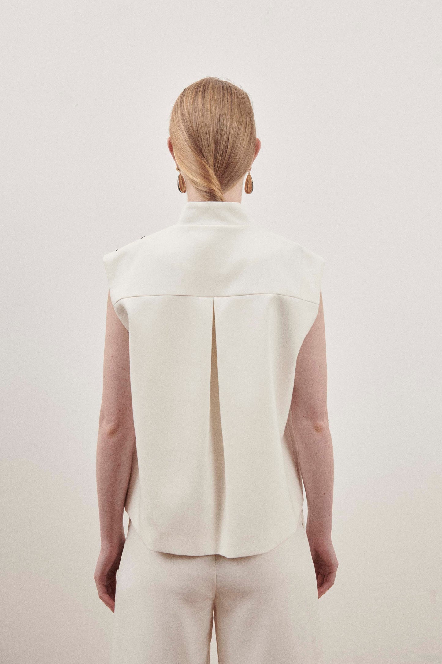 Cream Contrast Stitch Top