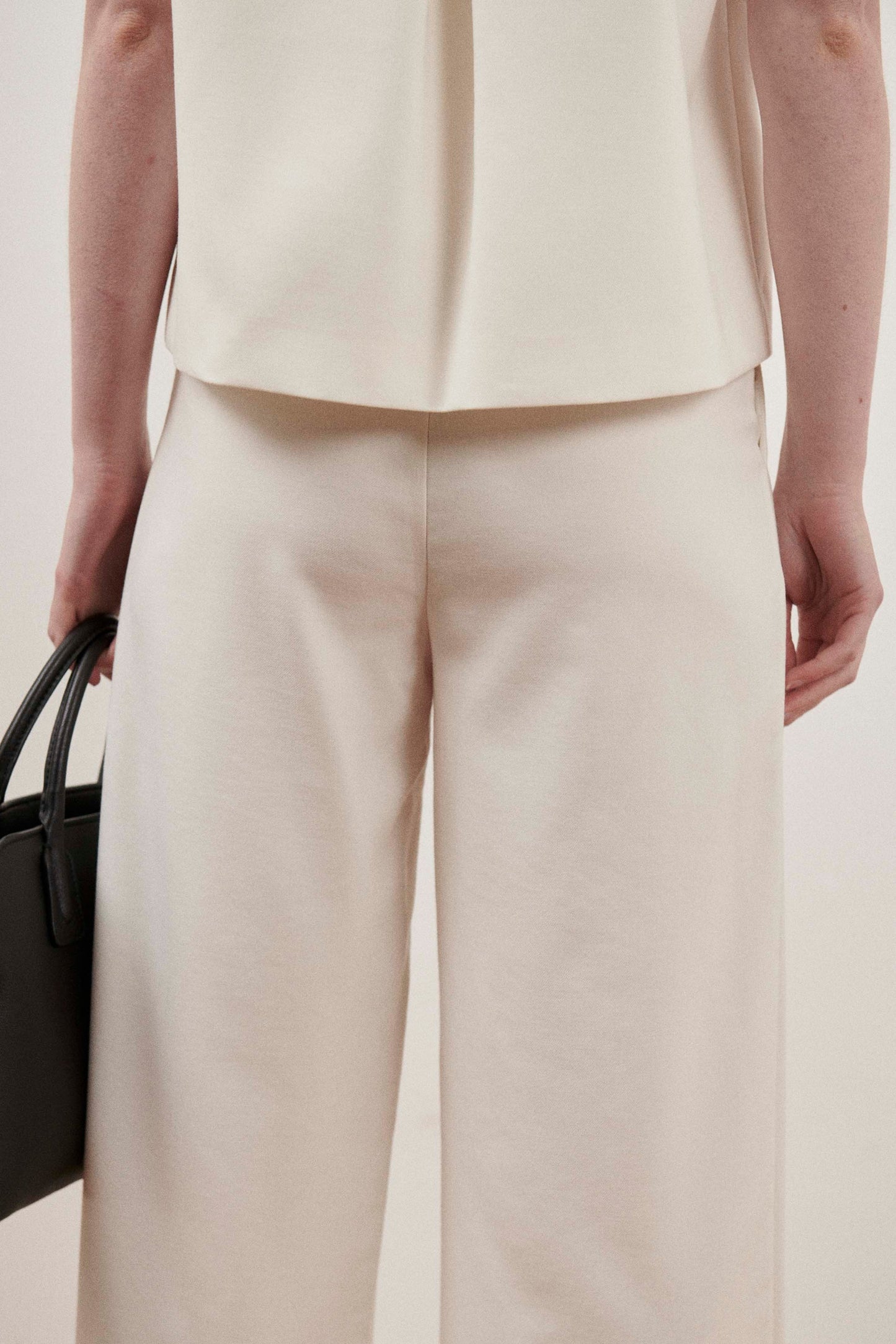 Cream Contrast Stitch Trousers
