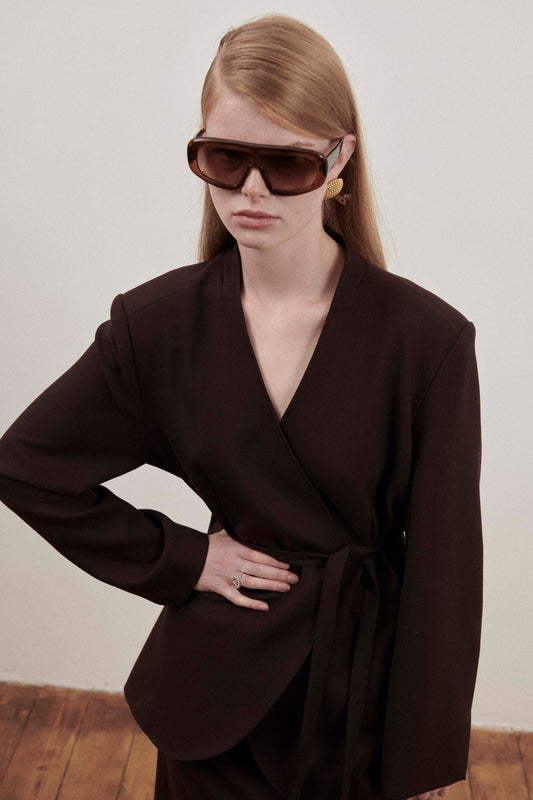 Chocolate Wrap Blazer