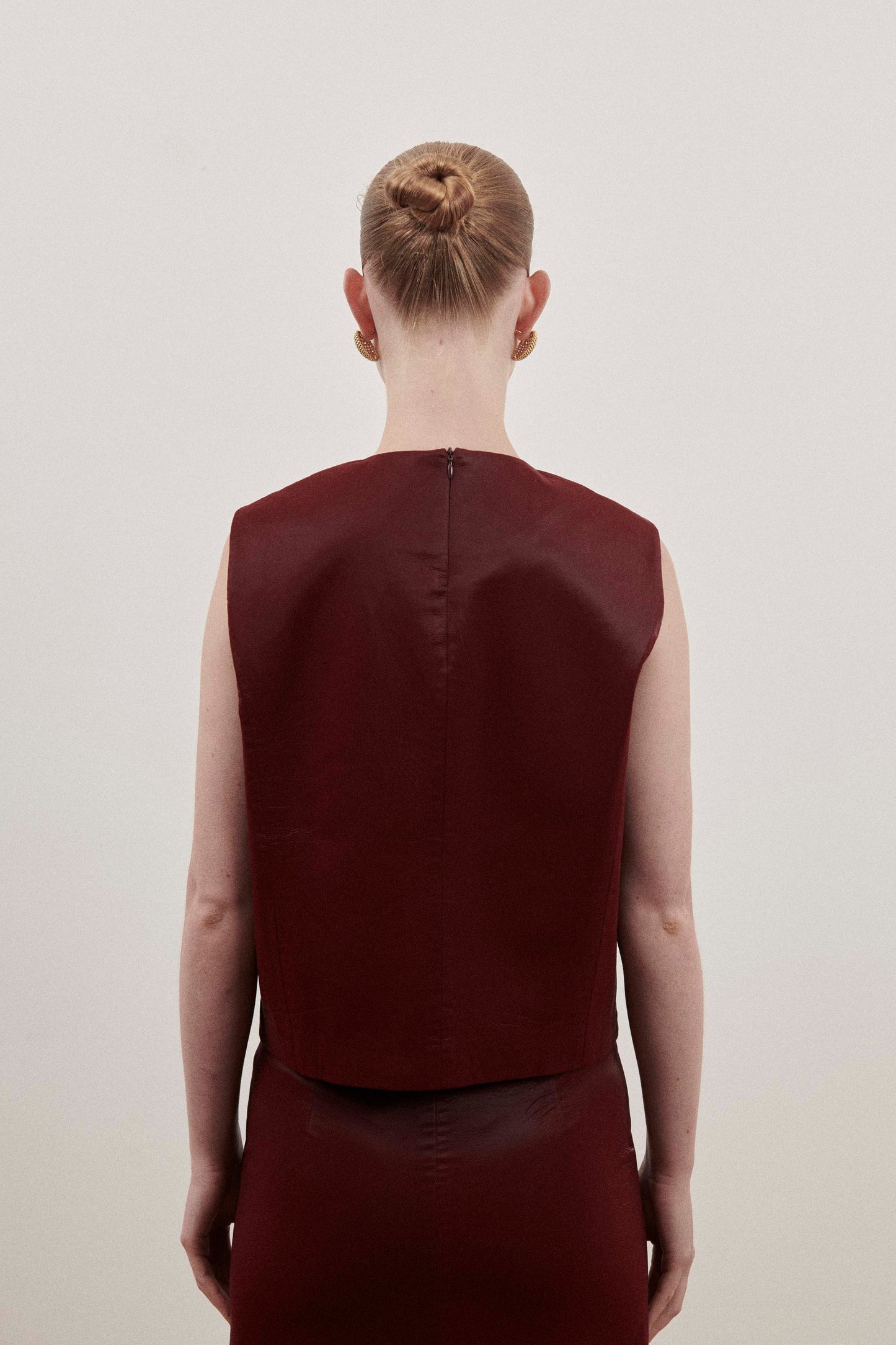 Red Faux Leather Top