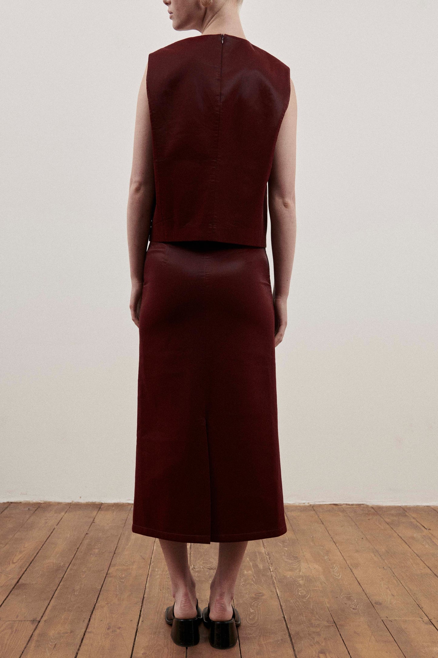 Red Faux Leather Skirt