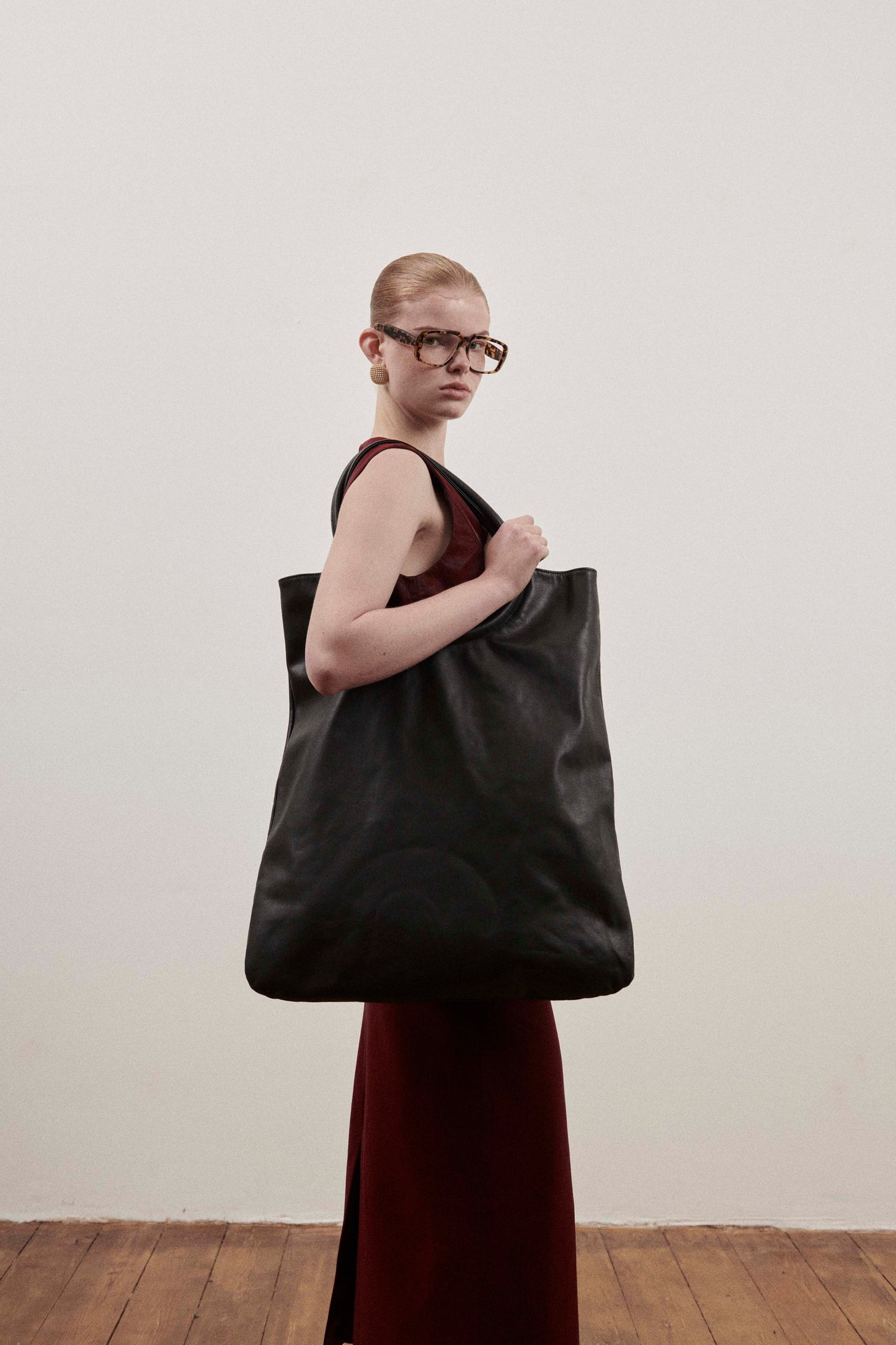 Black Leather Mega Bag