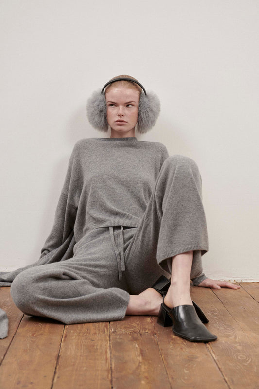 Grey Cashmere Wind Trousers