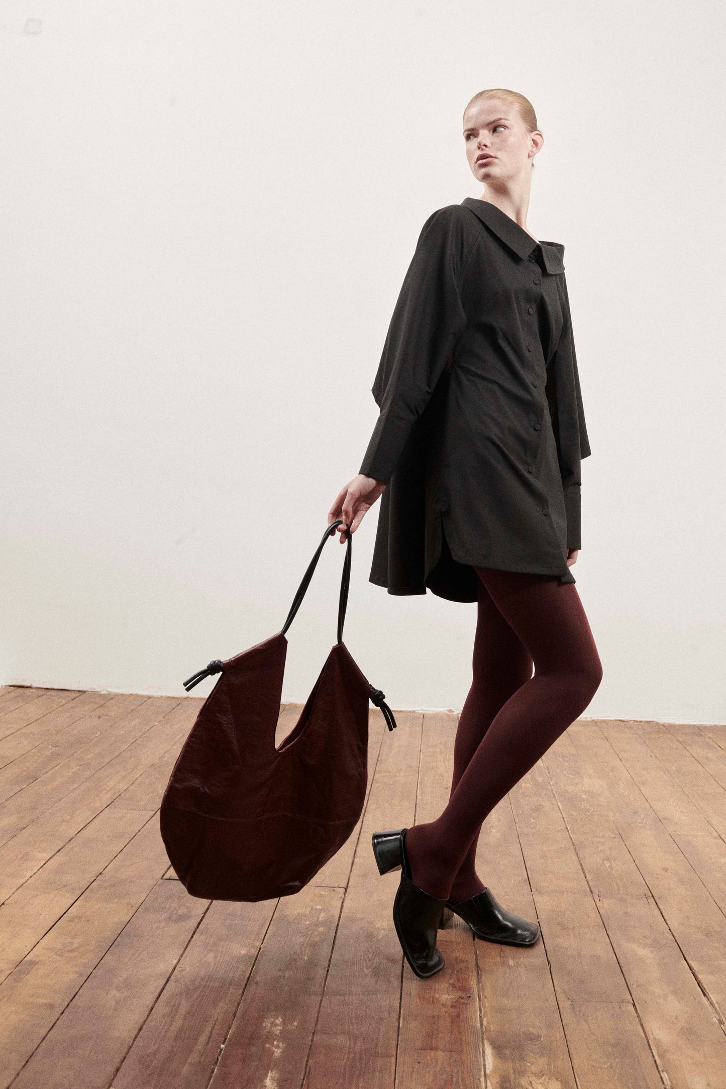 Burgundy Leather Slouch Bag