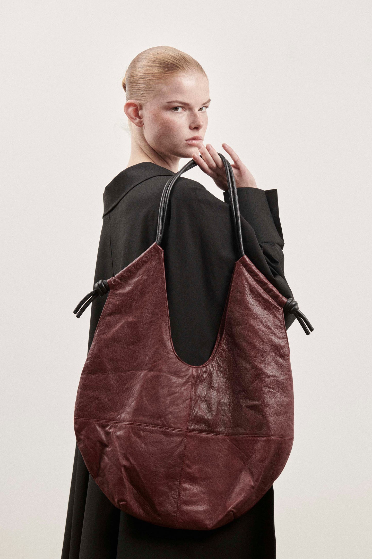 Burgundy Leather Slouch Bag