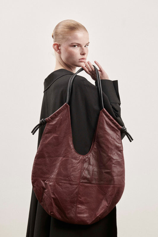 Burgundy Leather Slouch Bag