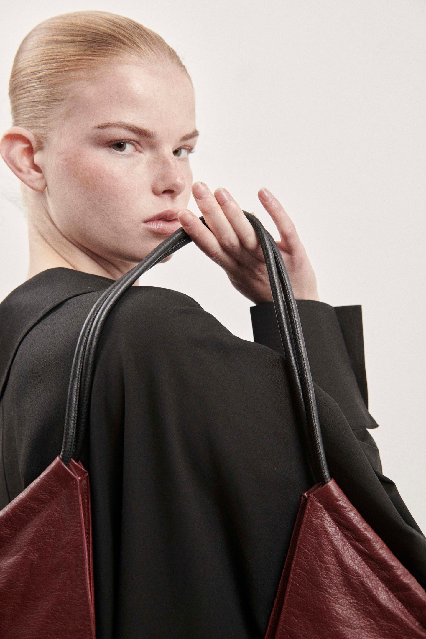 Burgundy Leather Slouch Bag