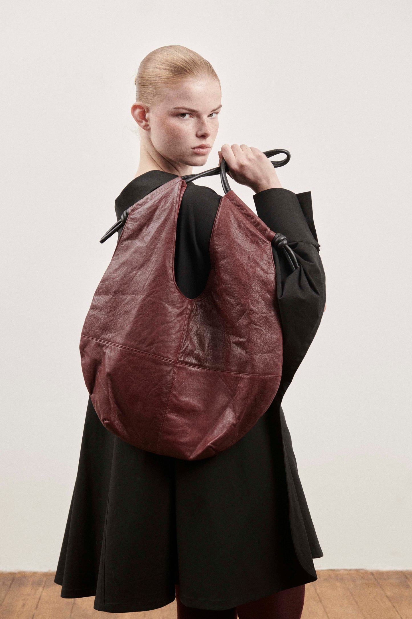 Burgundy Leather Slouch Bag