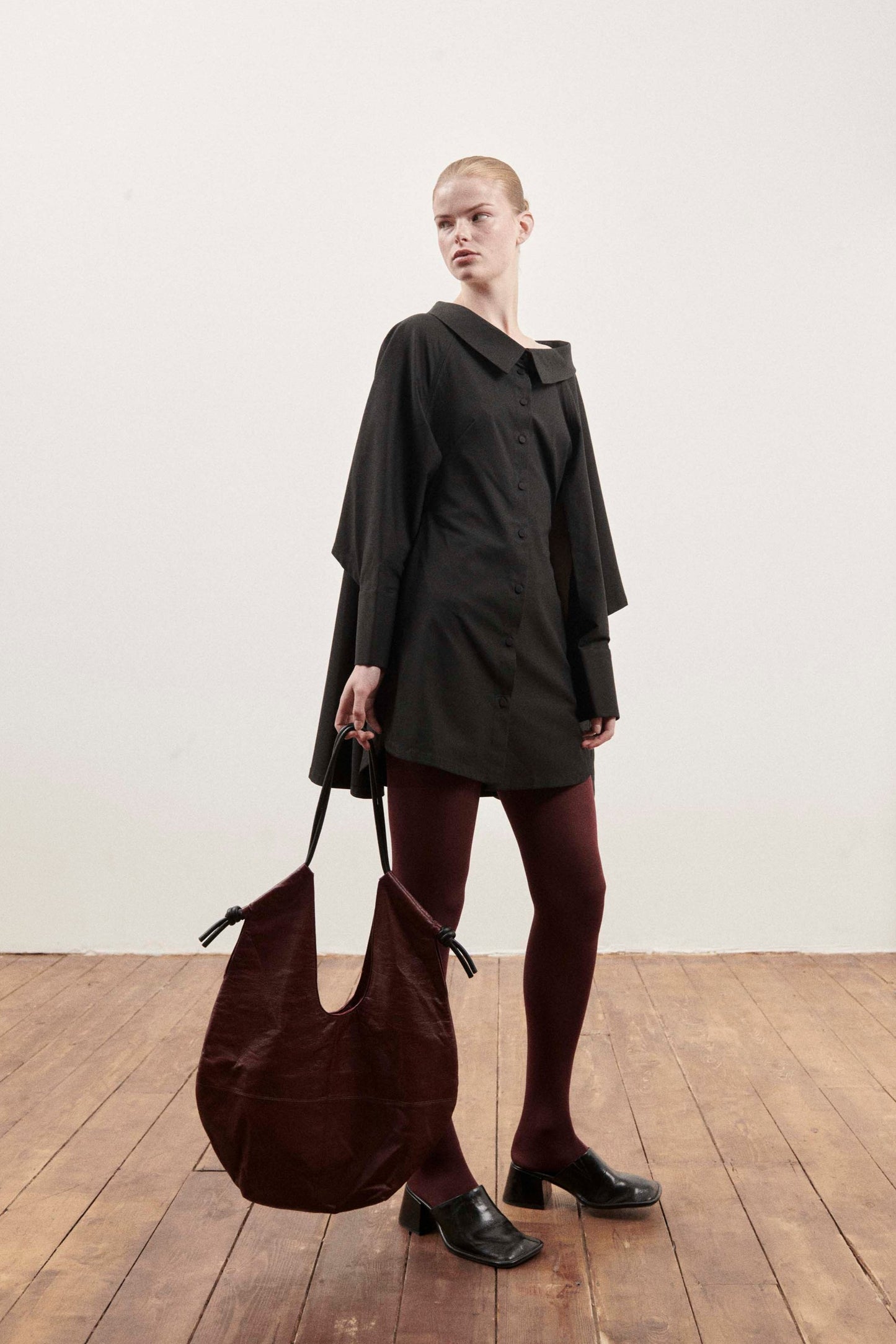 Burgundy Leather Slouch Bag