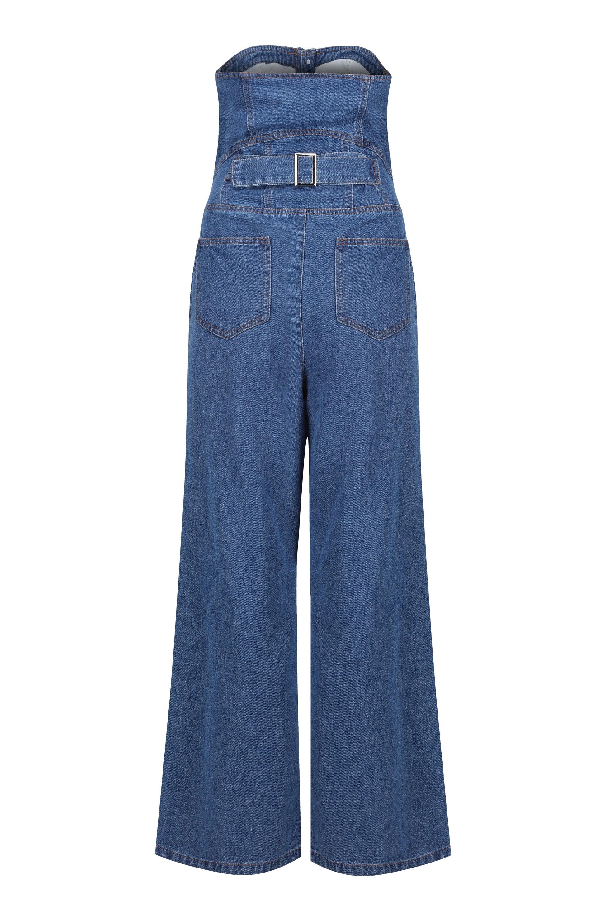 Denim Wide-Leg Jumpsuit in Cotton - Tutussie
