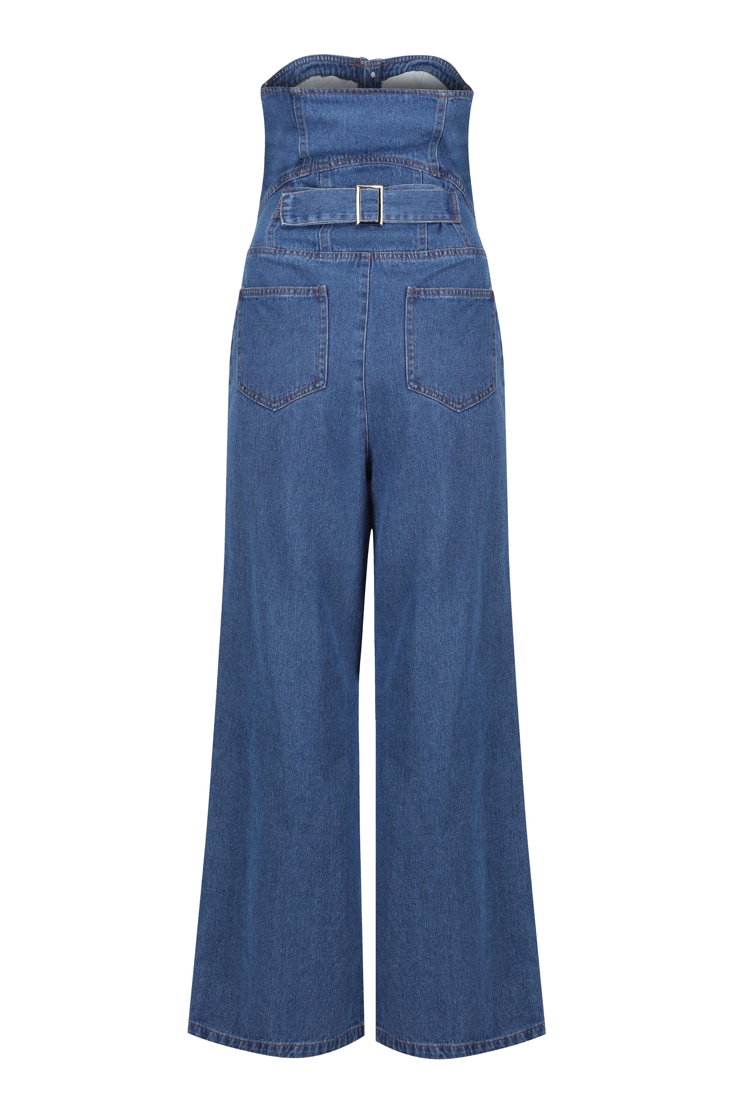 Denim wide fashion leg dungarees